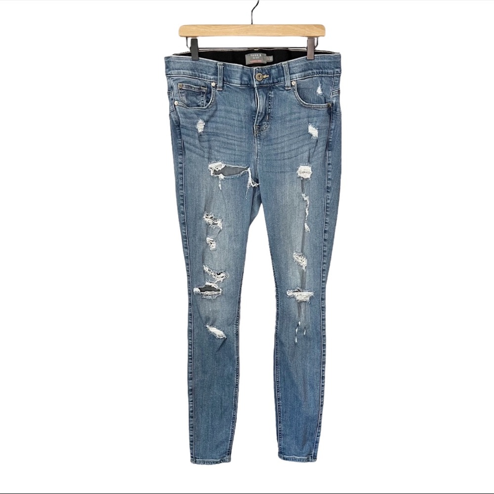 Torrid Distressed Bombshell Skinny Jeans in Medium Wash Blue 14T 14 Tall Long